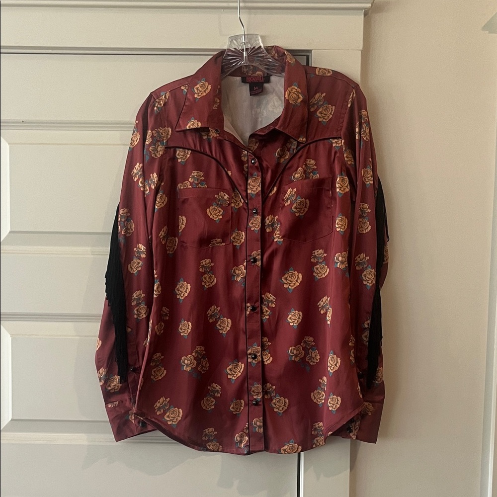 Floral Button Down Shirt - Red